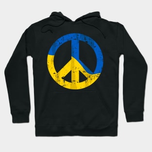 Retro Ukraine Peace Sign with Ukraine Flag Overlay Distressed Hoodie